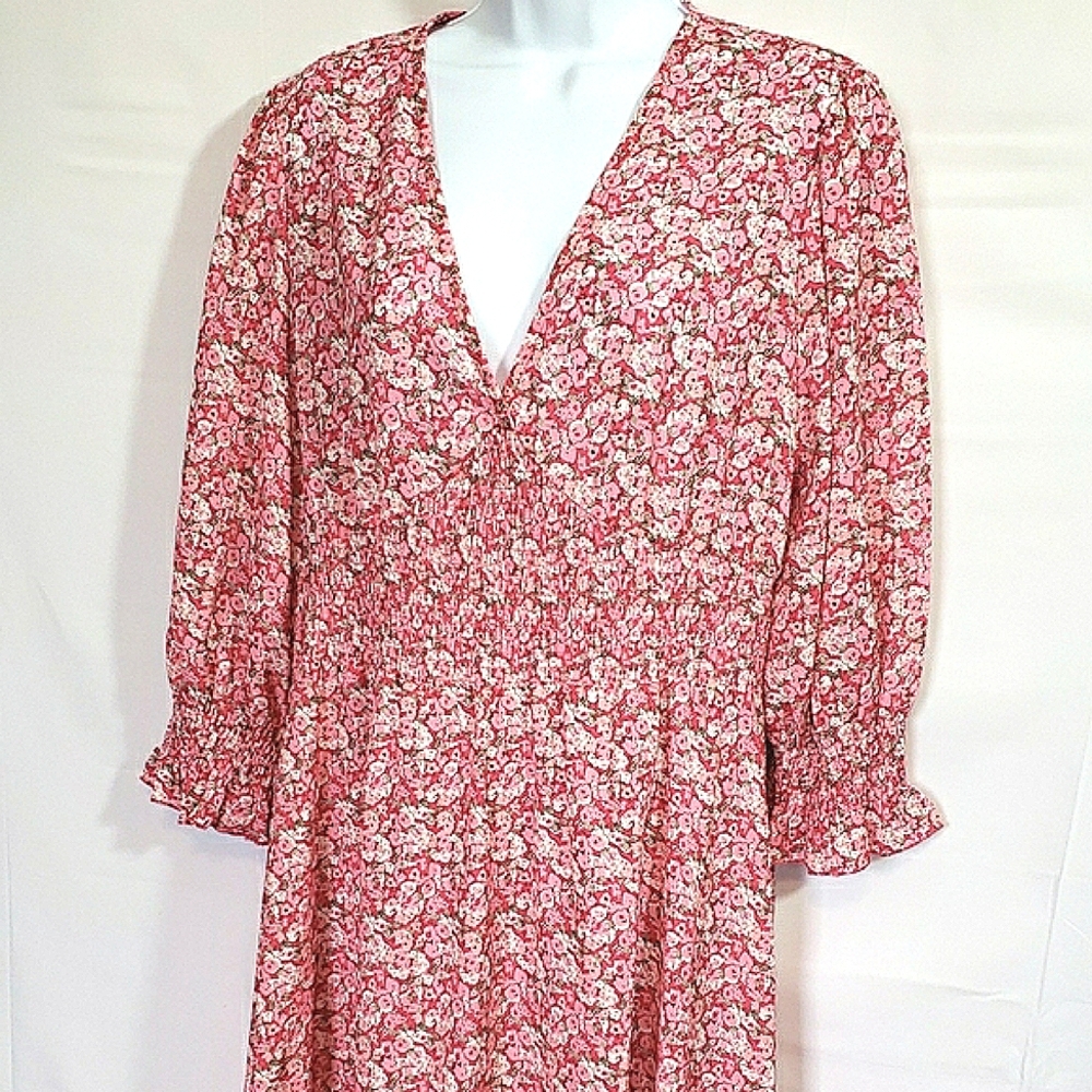 Chic Long Sleeve Pink and White Dress